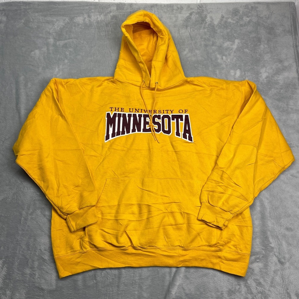 Minnesota Golden Gophers Hoodie Men 2XL Yellow Champion Football Sports Pullover